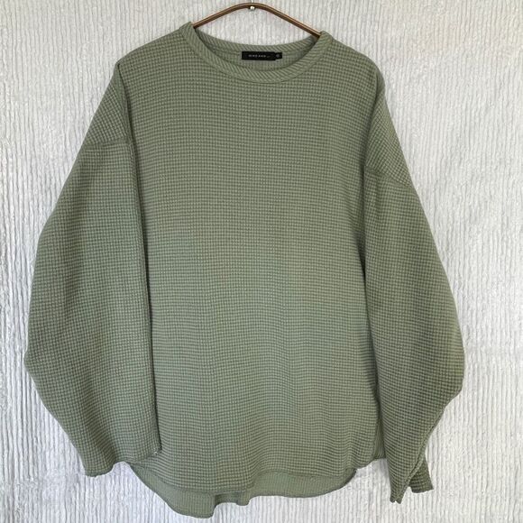 Niko And... Blue Cotton Rib Knit Long Sleeve Drop Shoulder Sweater Size Large - Picture 1 of 8
